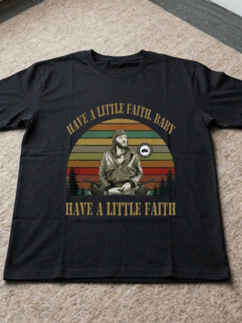 Gildan Black 'Have a Little Faith' Retro Sunset Graphic Tee